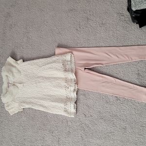 Girls 3t short sleeve set with foe fur neckline